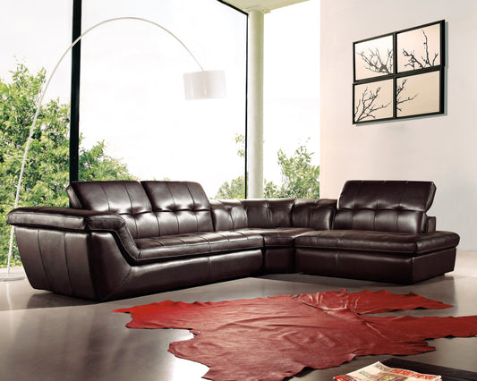 397 Italian Leather Sectional Chocolate Color in Right Hand Facing