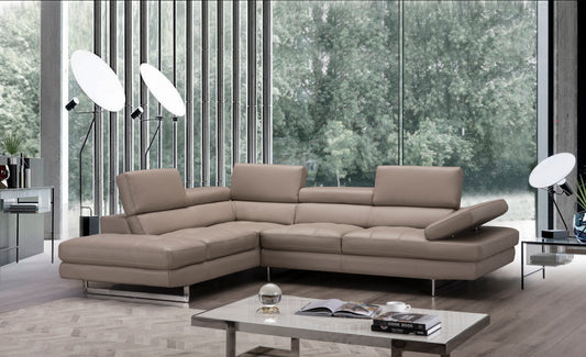 A761 Italian Leather Sectional Peanut In Left hand Facing