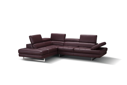 A761 Italian Leather Sectional Maroon In Left Hand Facing