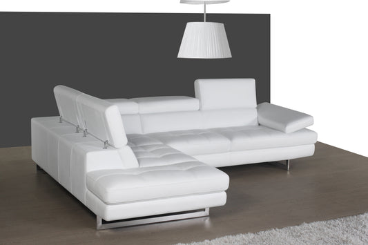 A761 Italian Leather Sectional Snow White In Left hand Facing