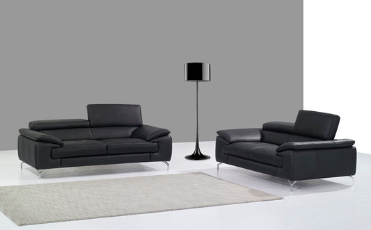 A973 Italian Leather Sofa in Black