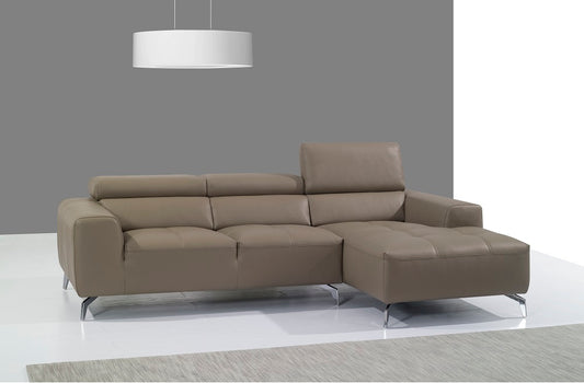 A978B Italian Leather Sectional Right Facing Chaise in Burlywood