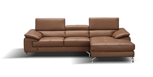 A973B Italian Leather Mini Sectional Right Facing Chaise in Caramel