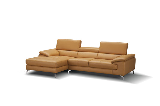 A973B Italian Leather Mini Sectional Left Facing Chaise in Freesia