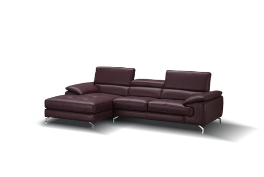 A973B Italian Leather Mini Sectional Left Facing Chaise in Maroon