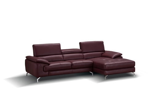 A973B Italian Leather Mini Sectional Right Facing Chaise in Maroon