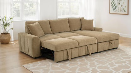 Pastrana Upholstered Sleeper Sectional Sofa RAF Chaise Camel
