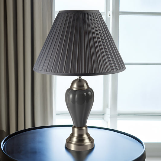 26  PORCELAIN LAMP  SATIN NICKEL