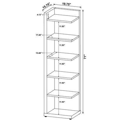 Alder 71-inch 6-shelf Corner Bookcase Cappuccino