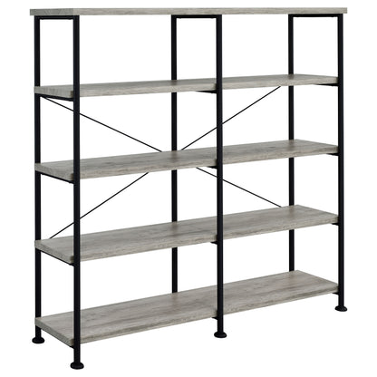 Analiese 63-inch 4-shelf Double Bookshelf Grey Driftwood