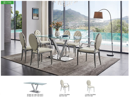 Zig Zag Dining Table with 110 White Chairs