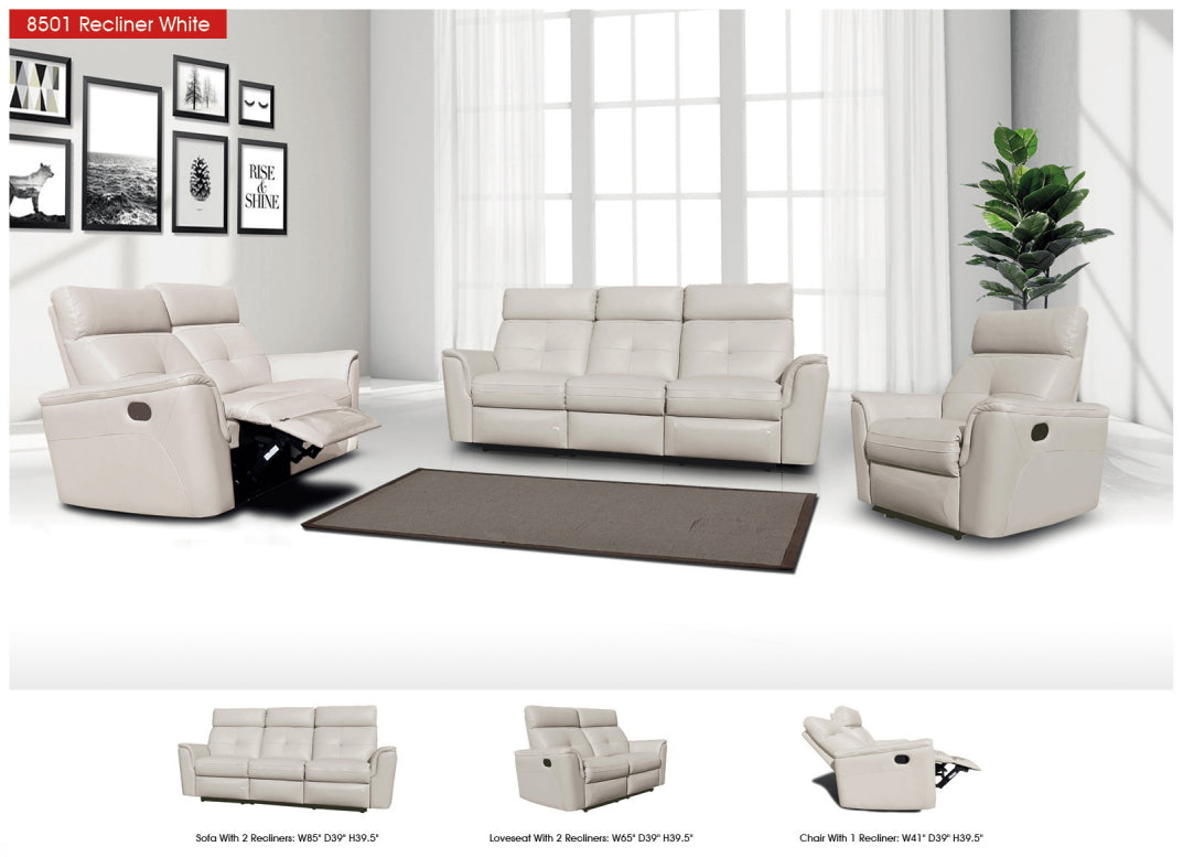 8501 White w/Manual Recliners